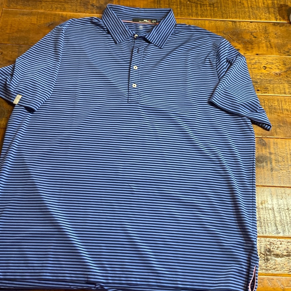 RLx Ralph Lauren blue/navy striped polo, XXL,  wicking